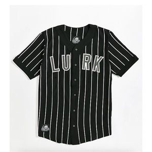 Lurking Class by Sketchy Tank Black & White Pinstripe Baseball Jersey Sz XL New
